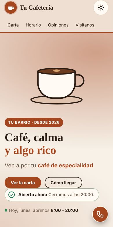Captura de la misma plantilla en un móvil.