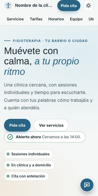 Captura de la misma plantilla en un móvil.