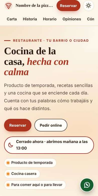 Captura de la misma plantilla en un móvil.
